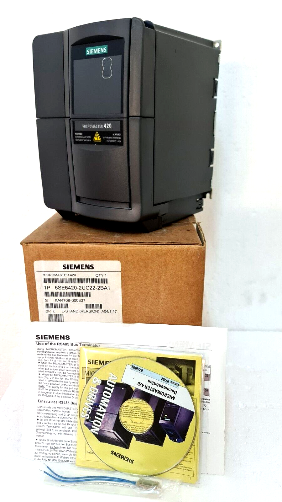 新しい 6SE6420-2UC22-2BA1 MICROMASTER420 フィルターなし 6SE6 420-2UC22-2BA Siemens Micromaster 420 2.2kW 230V 1ph to 3ph AC Inverter No